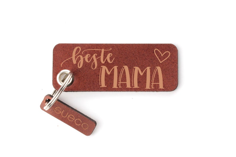 Keychain BESTER MAMA the perfect gift for mom vegetable tanned leather handmade in Munich image 1