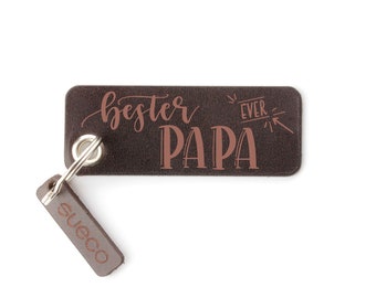 Keychain "BEST PAPA" - the perfect gift for dad - vegetable tanned leather - handmade in Munich