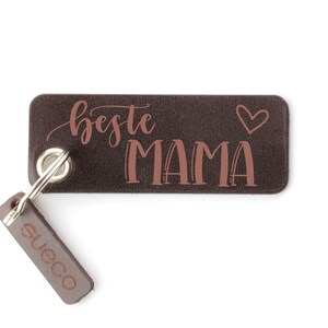 Keychain BESTER MAMA the perfect gift for mom vegetable tanned leather handmade in Munich image 2