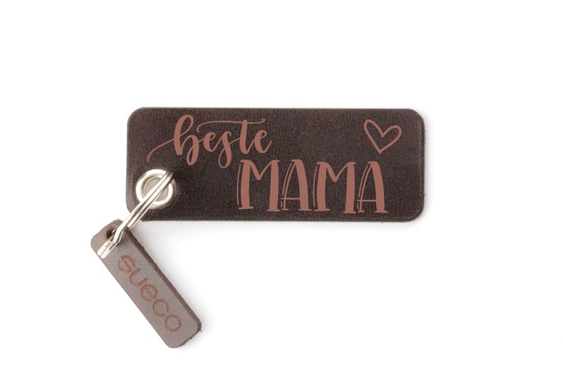 Keychain BESTER MAMA the perfect gift for mom vegetable tanned leather handmade in Munich image 2