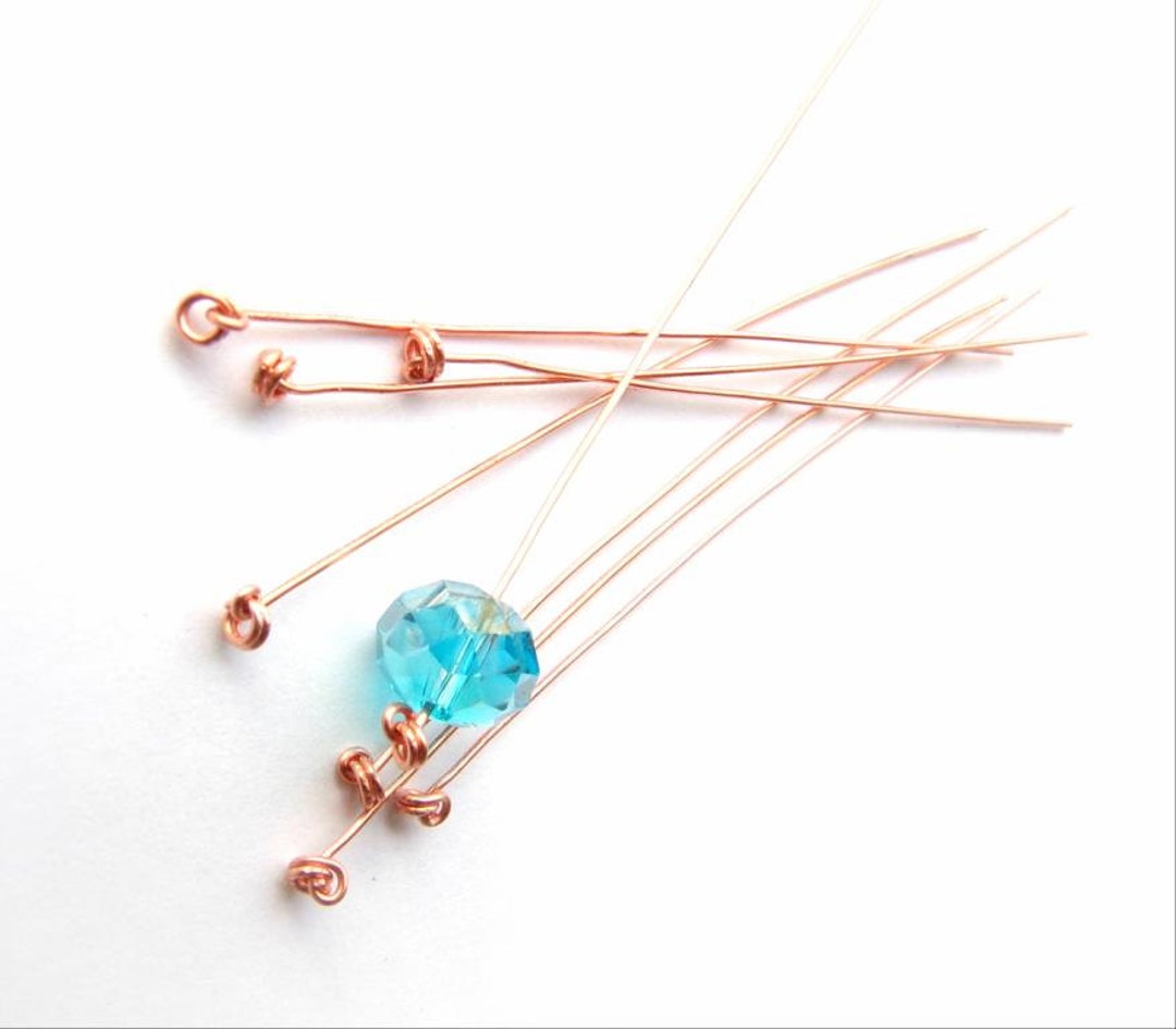 10 Copper Headpins Wire Wrapped Loop End Head Pins Handcrafted Head Pins  Copper Headpins Wrapped Loop Headpins for Jewelry Making Head Pins 