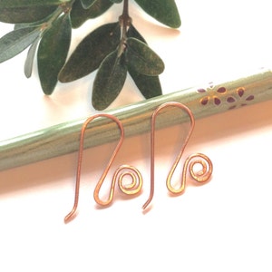 Ear Wires, Copper Ear Wires, Findings, Ear Hooks, Jewelry Findings, Handmade Copper Ear Wires , Made to order, 1 Pair (2 Pieces)