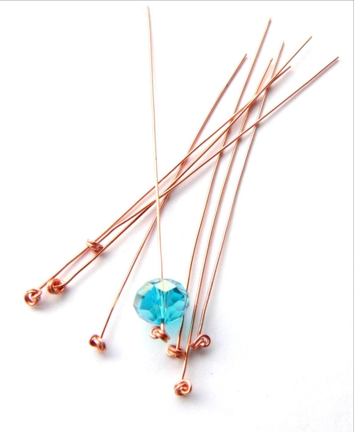 10 Fancy Head Pins Knotted Headpins Copper Head Pins Etsy