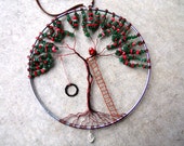 Sol Catcher árbol de la vida, Manzano, Tire Swing, escalera, pared que cuelga, decoración casera, Suncatcher