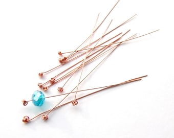 10 Fancy Head Pins, Triple Knotted Headpins, Copper Head Pins, Headpins, Copper Wire,  26 gauge Handmade Jewelry findings, 2 Inch