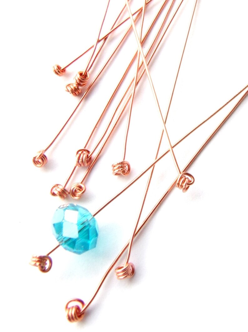 10 Fancy Head Pins, Triple Knotted Headpins, Copper Head Pins, Headpins
