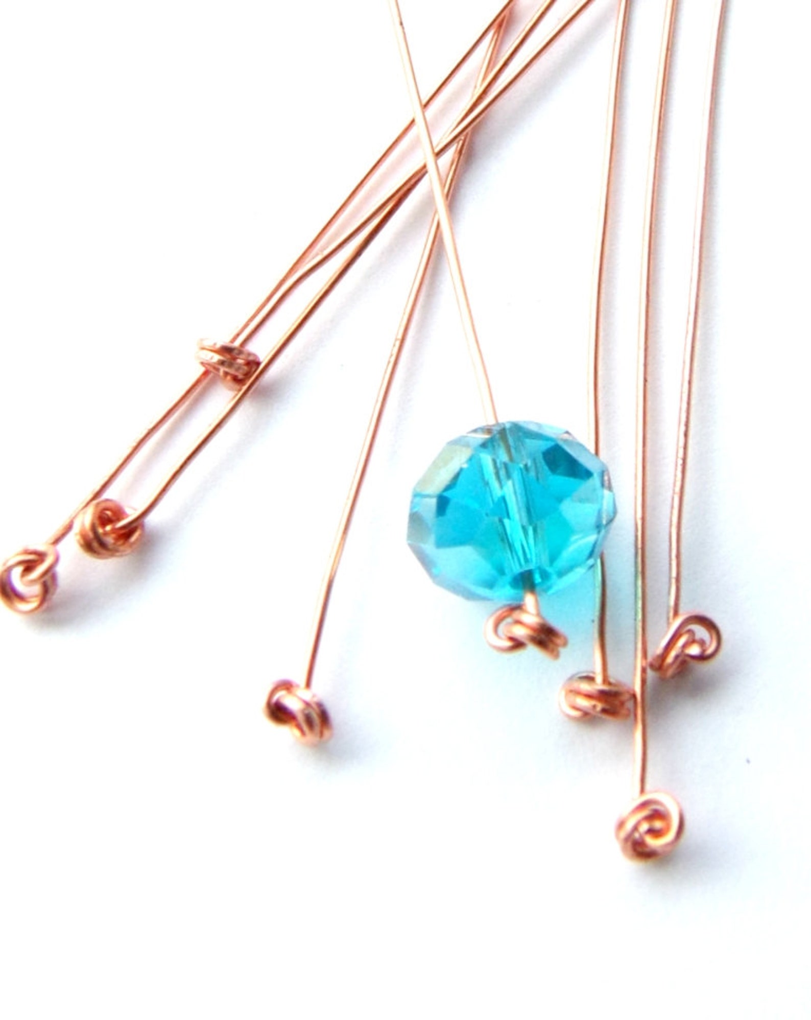 10 Fancy Head Pins Knotted Headpins Copper Head Pins Etsy