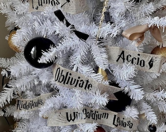 Magical Wizarding World Christmas Tree Ribbon Set 5-Spell Set, Inspired by the School of Wizardry