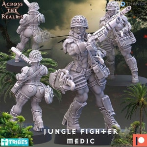 Jungle fighter medic by Across the Realms, 32mm 3d printed Resin Miniature