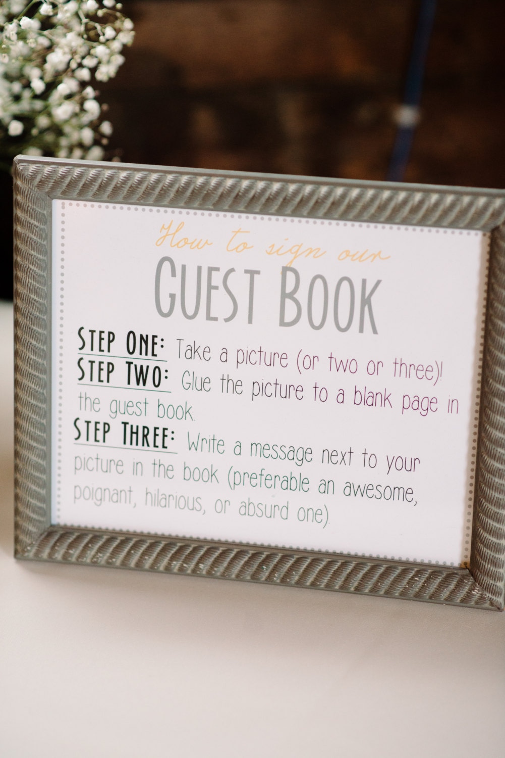 Guest Book Sign template instant download // gray and yellow Etsy