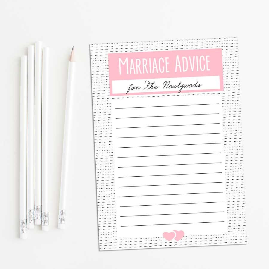 Printable Marriage Advice Cardspinkadvice for the Newlyweds - Etsy