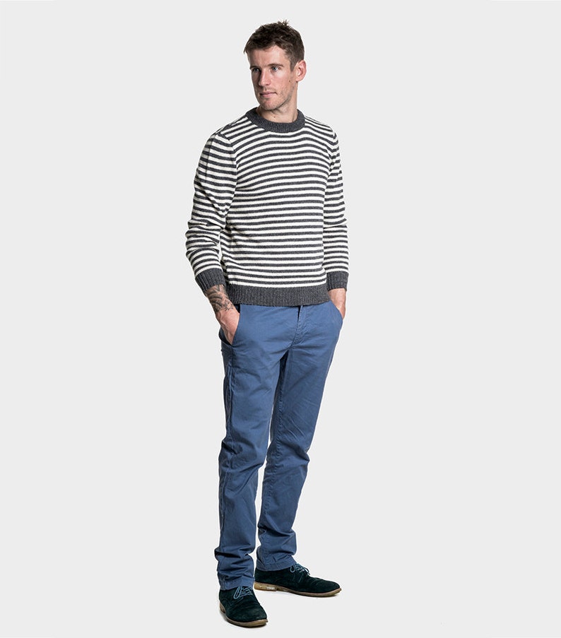 Striped mens alpaca sweater Wool Jumper Men Alpaca Wool Blend Crew Jumper