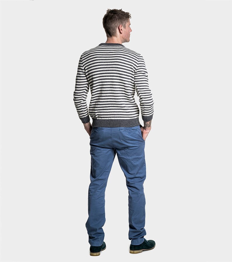 Striped mens alpaca sweater Wool Jumper Men Alpaca Wool Blend Crew Jumper