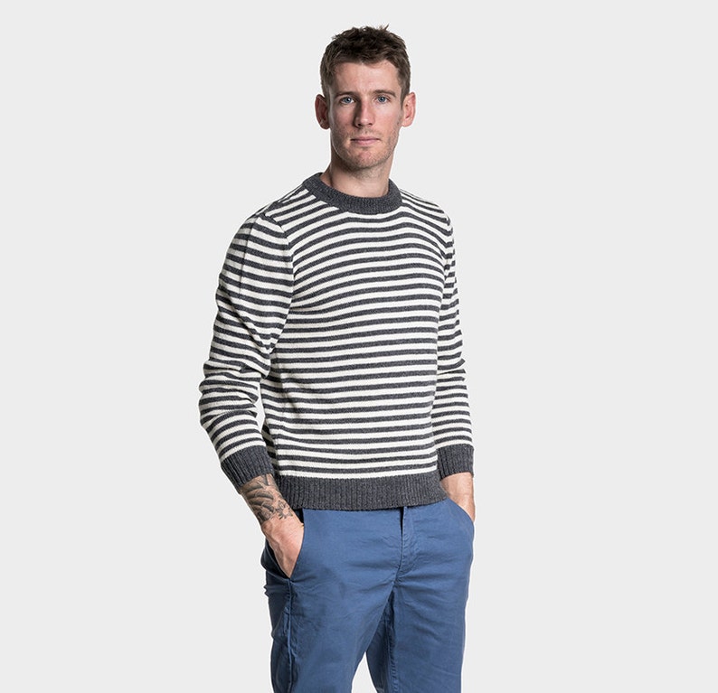 Striped mens alpaca sweater Wool Jumper Men Alpaca Wool Blend Crew Jumper