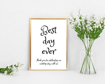 Letrero de boda "El mejor día de mi vida": Decoración minimalista imprimible (Descarga digital)