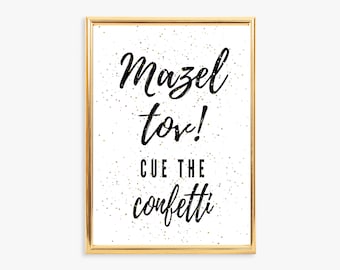 Letrero de confeti Mazel Tov / Decoración para bodas judías y Mitzvah (Descarga digital)