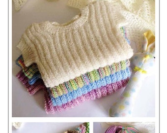 baby singlet and hat set - knitting pattern 032