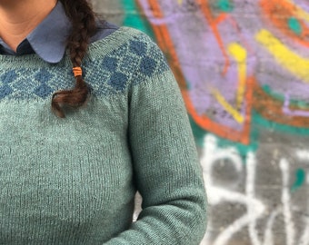diamond yoke sweater knitting pattern 084
