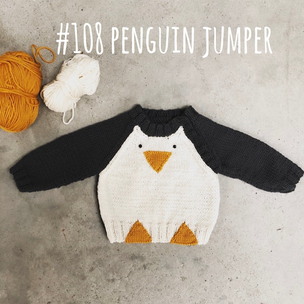 penguin jumper - knitting pattern 103