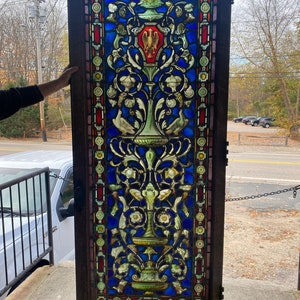 91&#39; Tall One of a Kind Antique Stained Glass Door-Incredible Intricate Details -Cira Turn of Century -Exqusite Workmanship -Collectors Piece