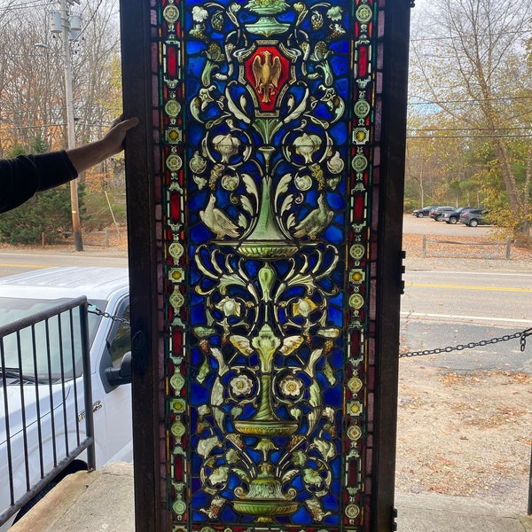 91' Tall One of a Kind Antique Stained Glass Door-Incredible Intricate Details -Cira Turn of Century -Exqusite Workmanship -Collectors Piece