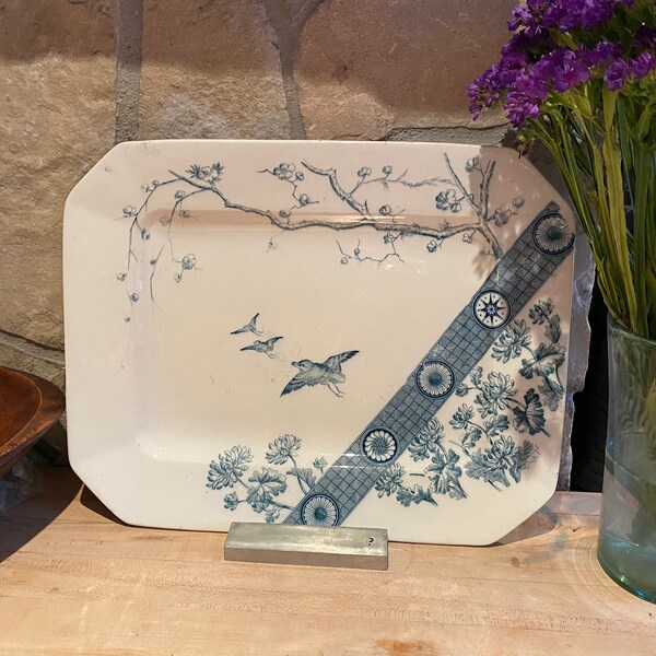 Beautiful Birds in Flight Platter - Rangoon Emergy Burslem England Decorative Collectors Piece - Wonderful Condition -Circa 1890 Tranferware