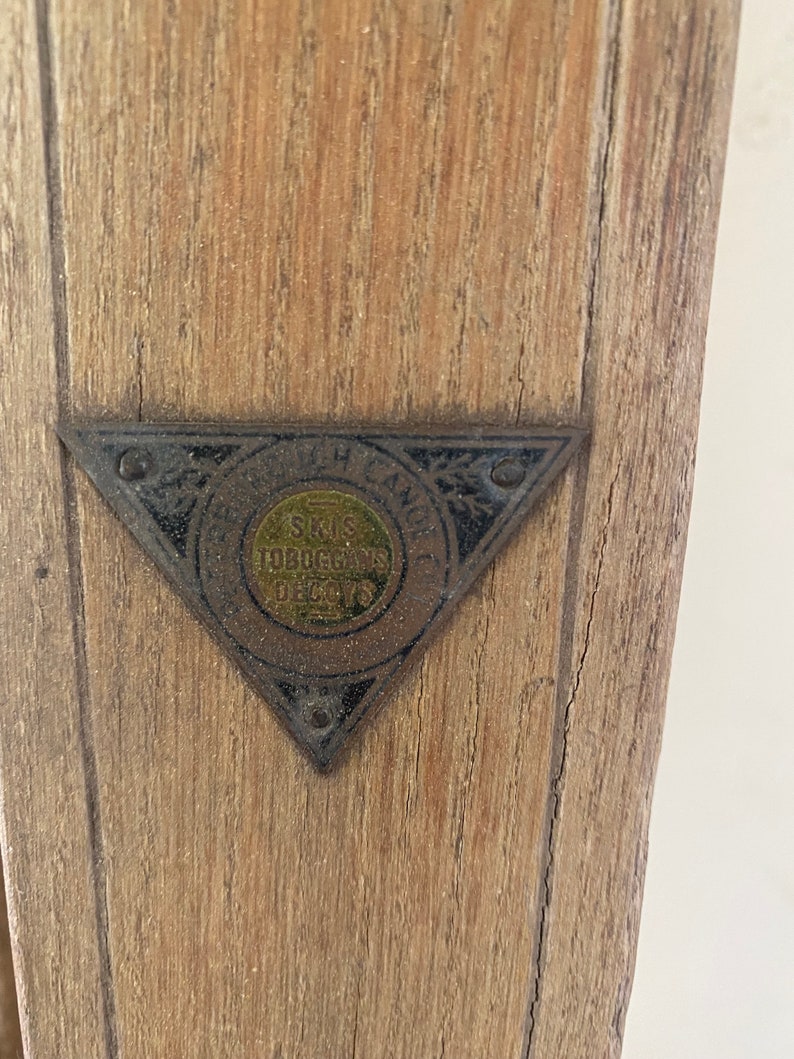 Very Rare Peterborough Antique Wooden Skis Light Wood Color Etsy