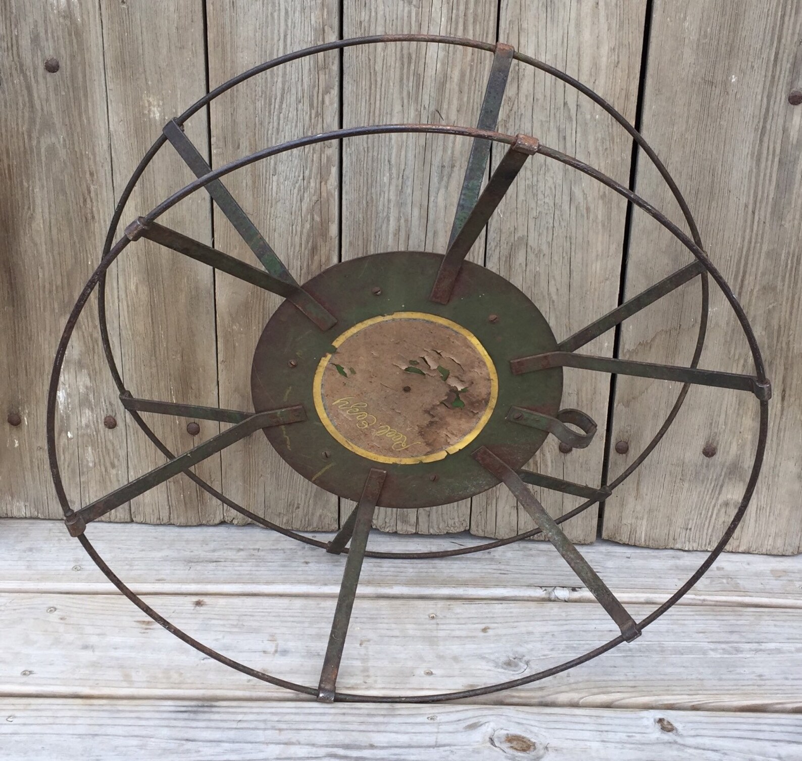 Vintage garden hose reel industrial metal reel easy the Etsy