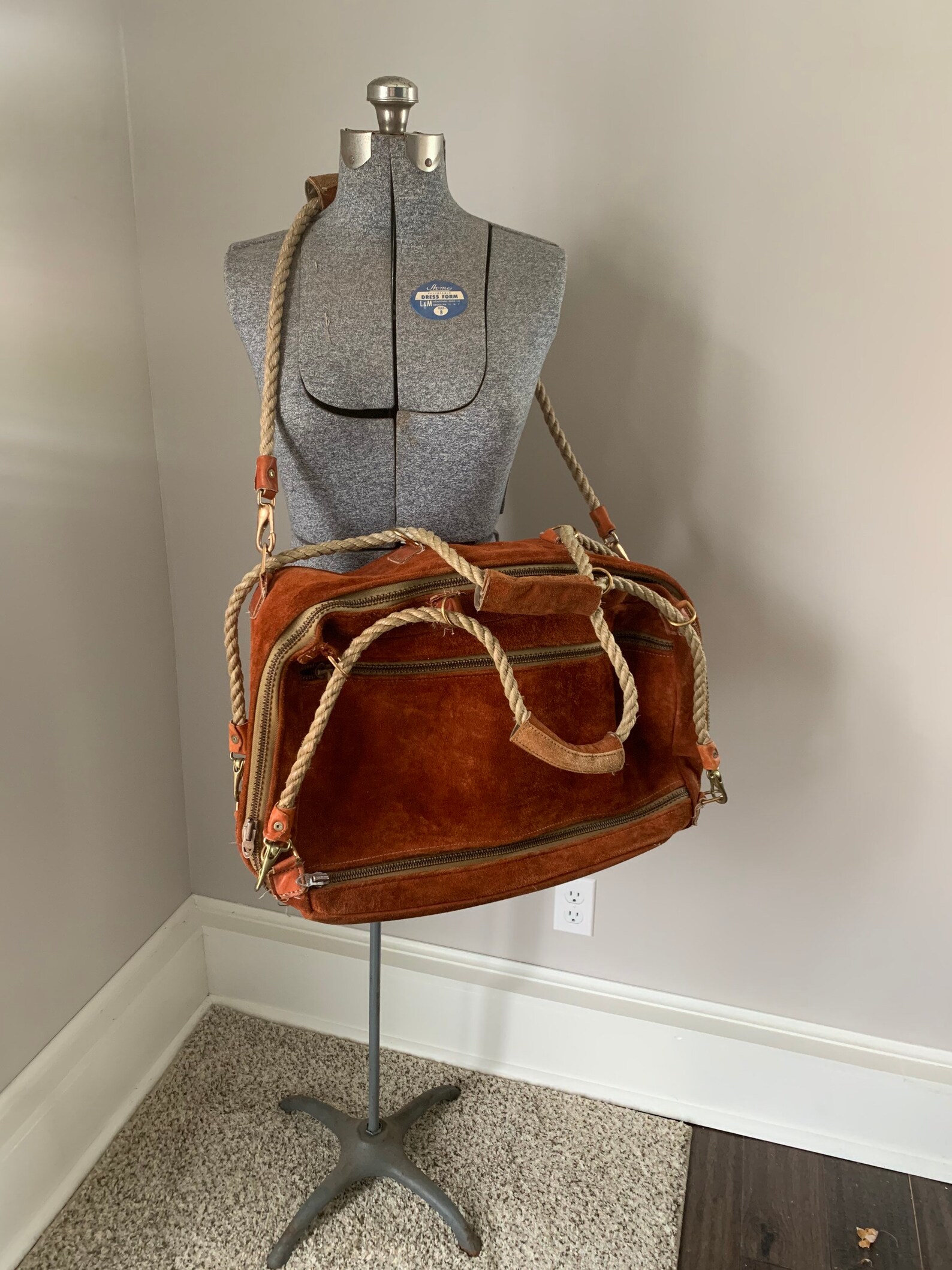 Vintage Hartmann luggage suede rust nautical overnight bag Etsy