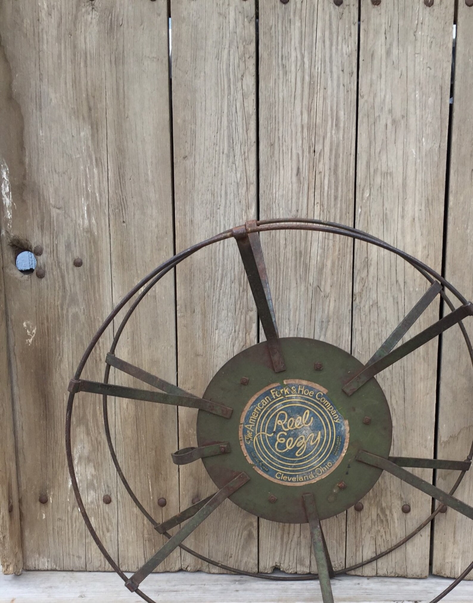 Vintage garden hose reel industrial metal reel easy the | Etsy