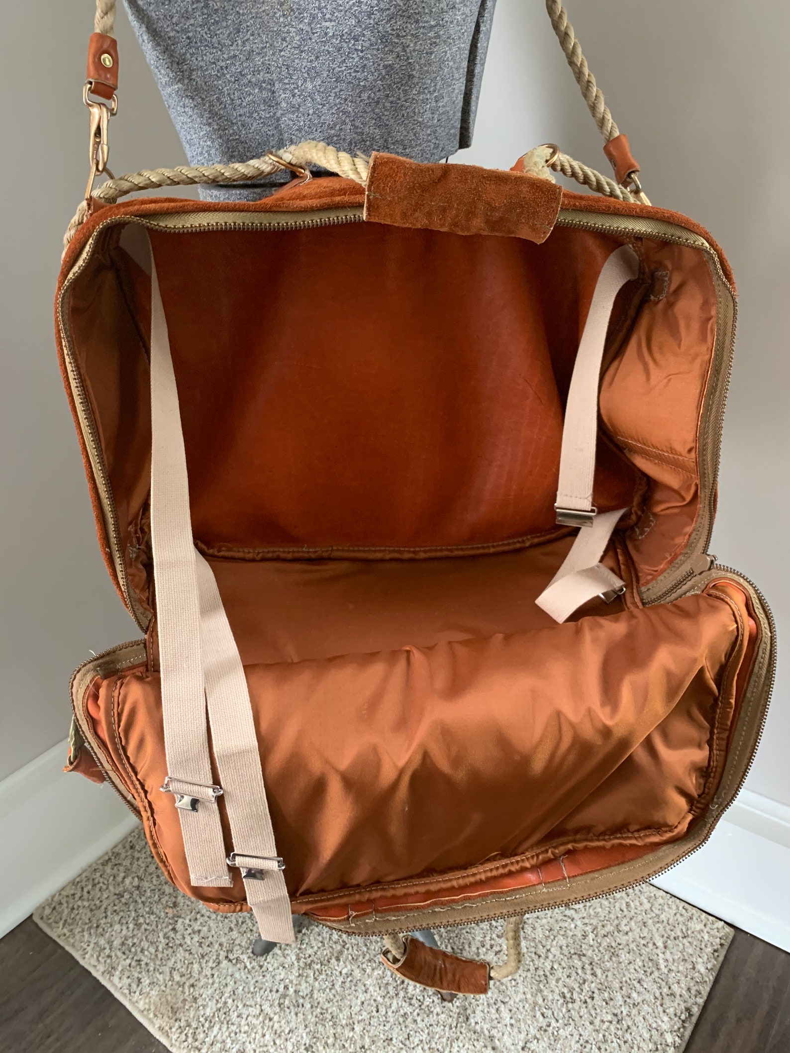 Vintage Hartmann luggage suede rust nautical overnight bag Etsy