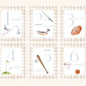 Digitale neutrale Meilensteinkarten Meilensteinkarten für Jungen Neugeborenen Geschenk Babypartygeschenk Wöchentlich Monatlich Neue Babykarten Beige Hellbraun Meilensteinkarten