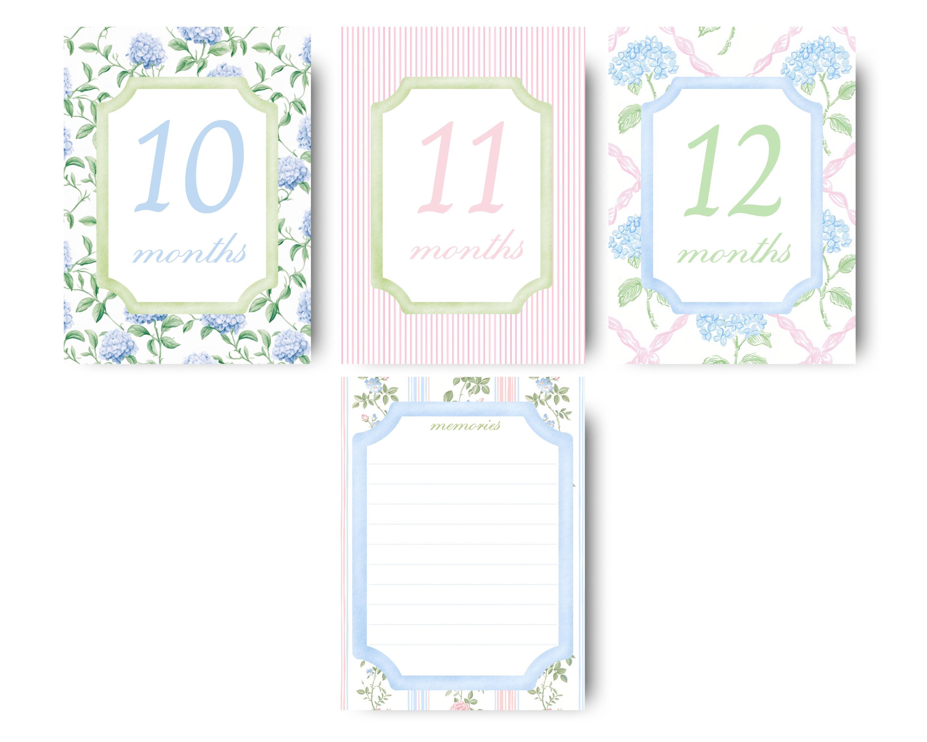 Floral Milestone Cards Baby Girl Month Card Grandmillennial Pattern ...