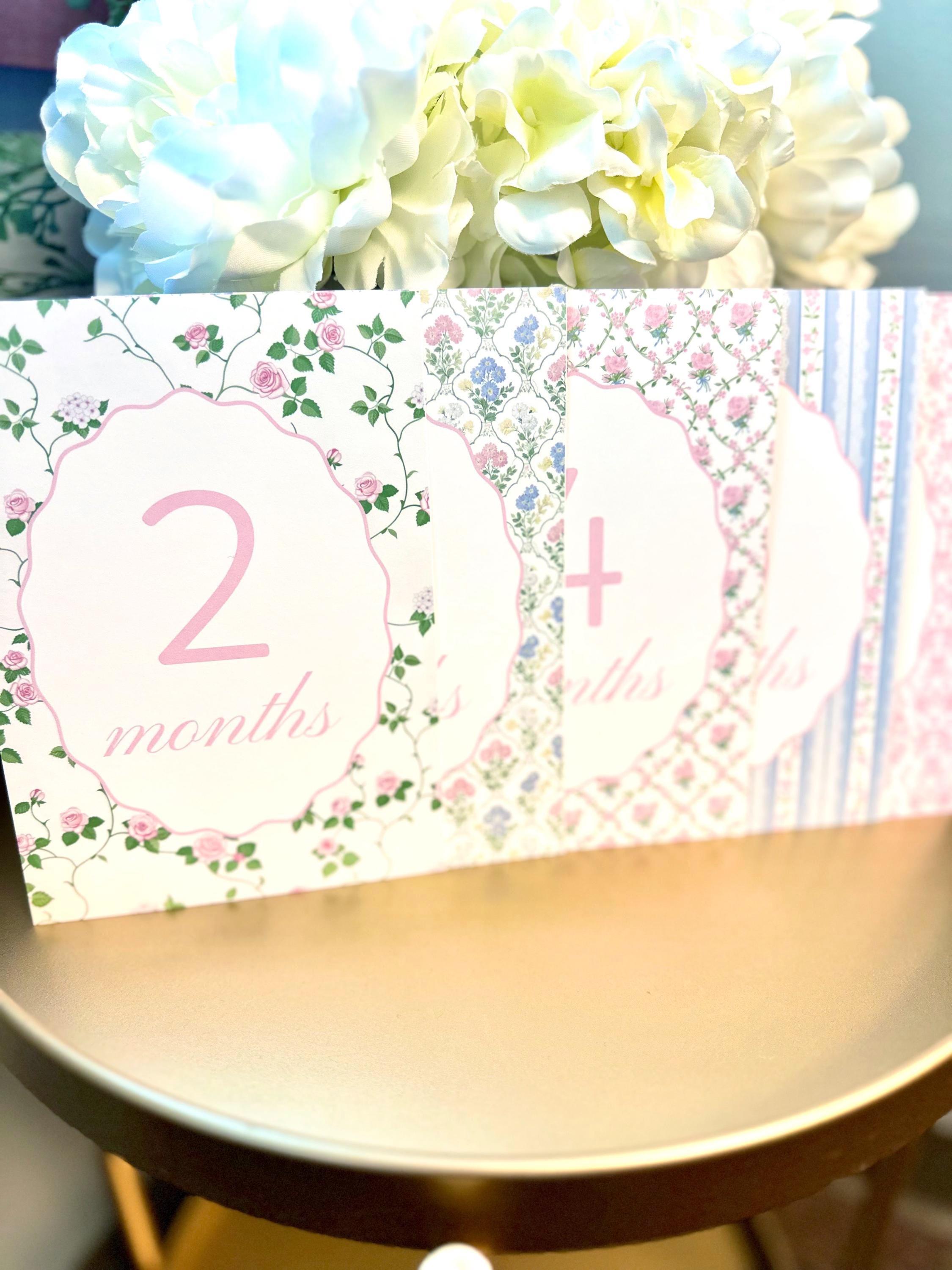 Baby Girl Milestone Cards Floral Theme Digital Newborn Baby Girl Month ...
