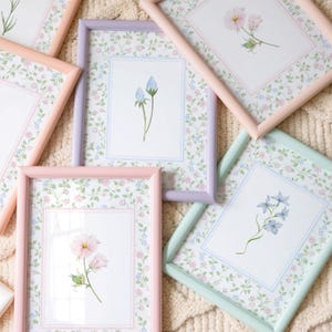 Blumen Wand Kunst Set Baby-Mädchen-Kinderzimmer-Dekor Mädchen Schlafzimmer Drucke Aquarell Blumen Botanische Pastell Kinderzimmer-Dekor Wildblumen Drucke