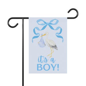 It&#39;s A Boy New Baby Boy Garden Flag Baby Shower Decor House Flag Newborn Boy Stork Theme Blue Bow Grandmillennial Baby Gift New Mom Gift