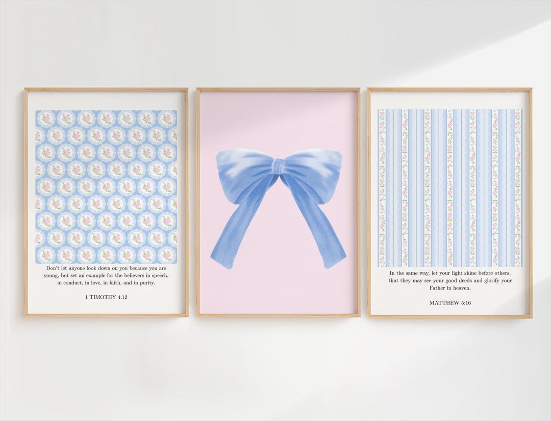 Art Set of 3 Christian Wall Decor Bible Verse Art Print Scripture Verse ...