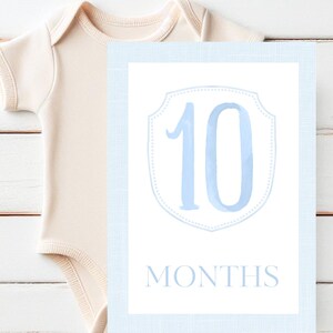 Blue Milestone Cards Simple Baby Boy Milestone Cards Newborn Gift Baby Shower Gift Monthly Cards New Baby Cards Sprinkle Gift Boy Blue Crest