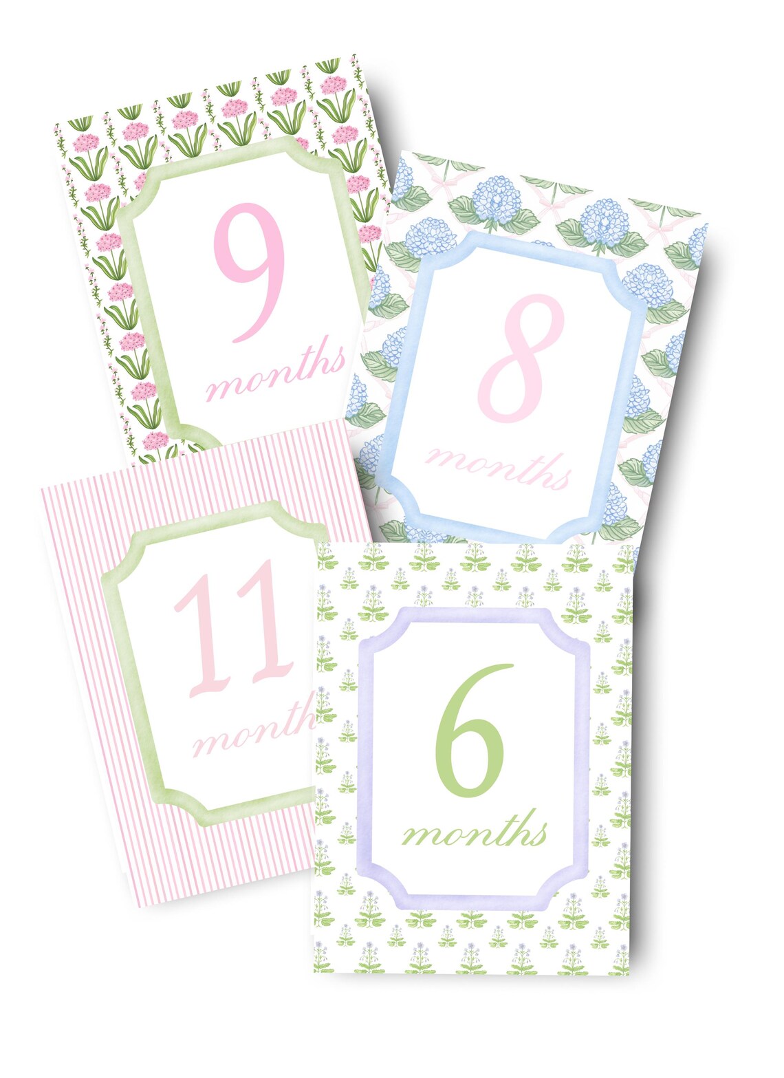 Floral Milestone Cards Baby Girl Month Card Grandmillennial Pattern ...