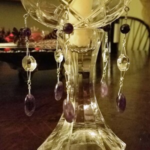 Kristall Bobeche mit Amethyst & Kristallprismen