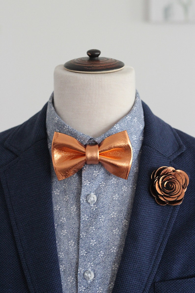 Mens copper bow tie supenders set bronze bow tie for men Etsy