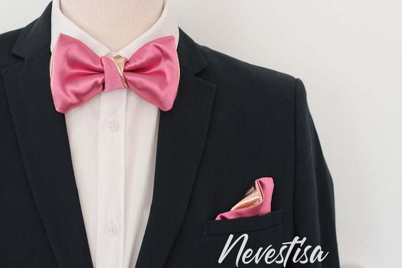 prom boys dusty rose blush satin formal groomsmen bowtie Pink bow tie set men hot pink bow tie for men,rose gold wedding suspenders set