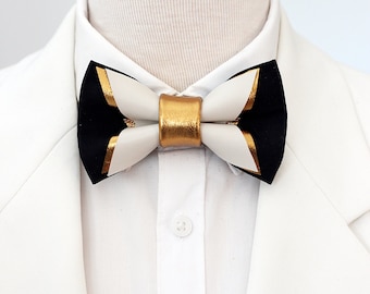 Pajarita negra, cobre para hombres, bronce, oro, pin de flor de solapa, pajarita de cuero, traje de graduación, pajarita niños boda, regalo