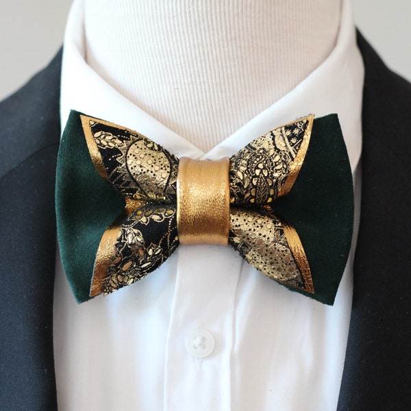 Elegant Hunters green Gold bow ties for men groomsmen gift set wedding bow ties,boutonniere,copper forest green lapel flower pin formal suit