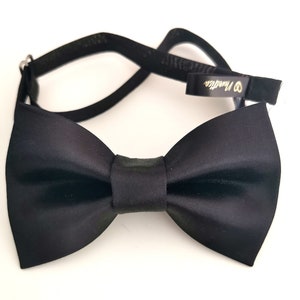 Black Mens Satin Butterfly Oversized Bow Tie for Men, Gold Wedding Bow ...