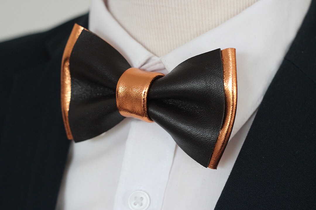 Mens Copper Black Bow Tie Supenders Set Bronze Bow Tie for - Etsy