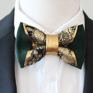 Elegant Hunters Green Gold Bow Ties for Men Groomsmen Gift Set Wedding ...