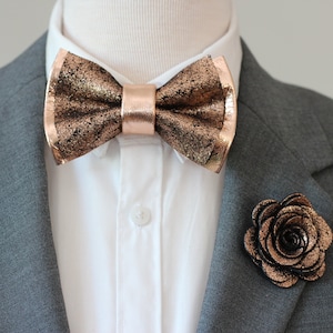 Mens Copper Bow Tie Tuxedo Set Black Metallic Rose Gold Tie - Etsy