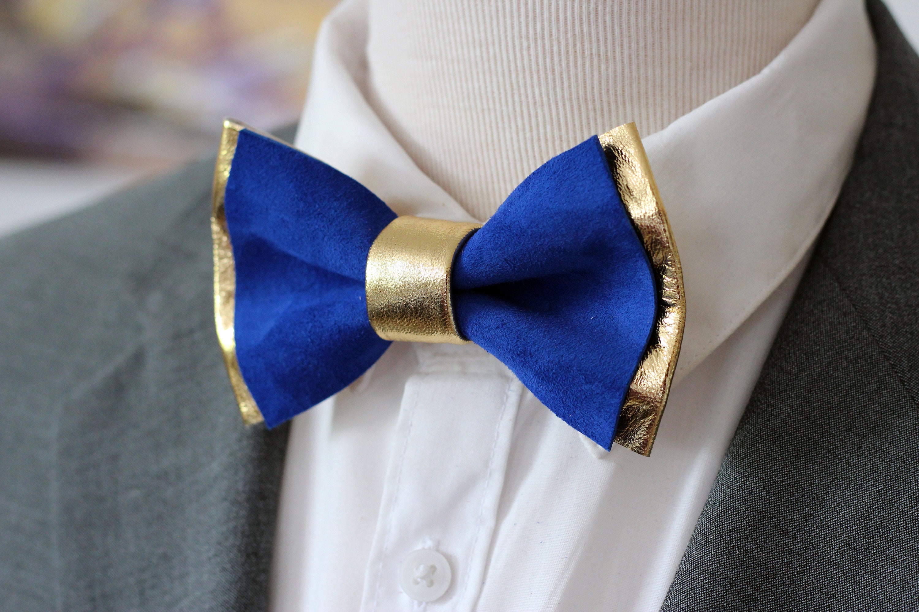 Royal Blue Gold Bow Tie for Menboysnavyroyal Blue 