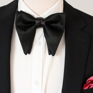 Black Mens Satin Butterfly Oversized Bow Tie for Men Gold | Etsy